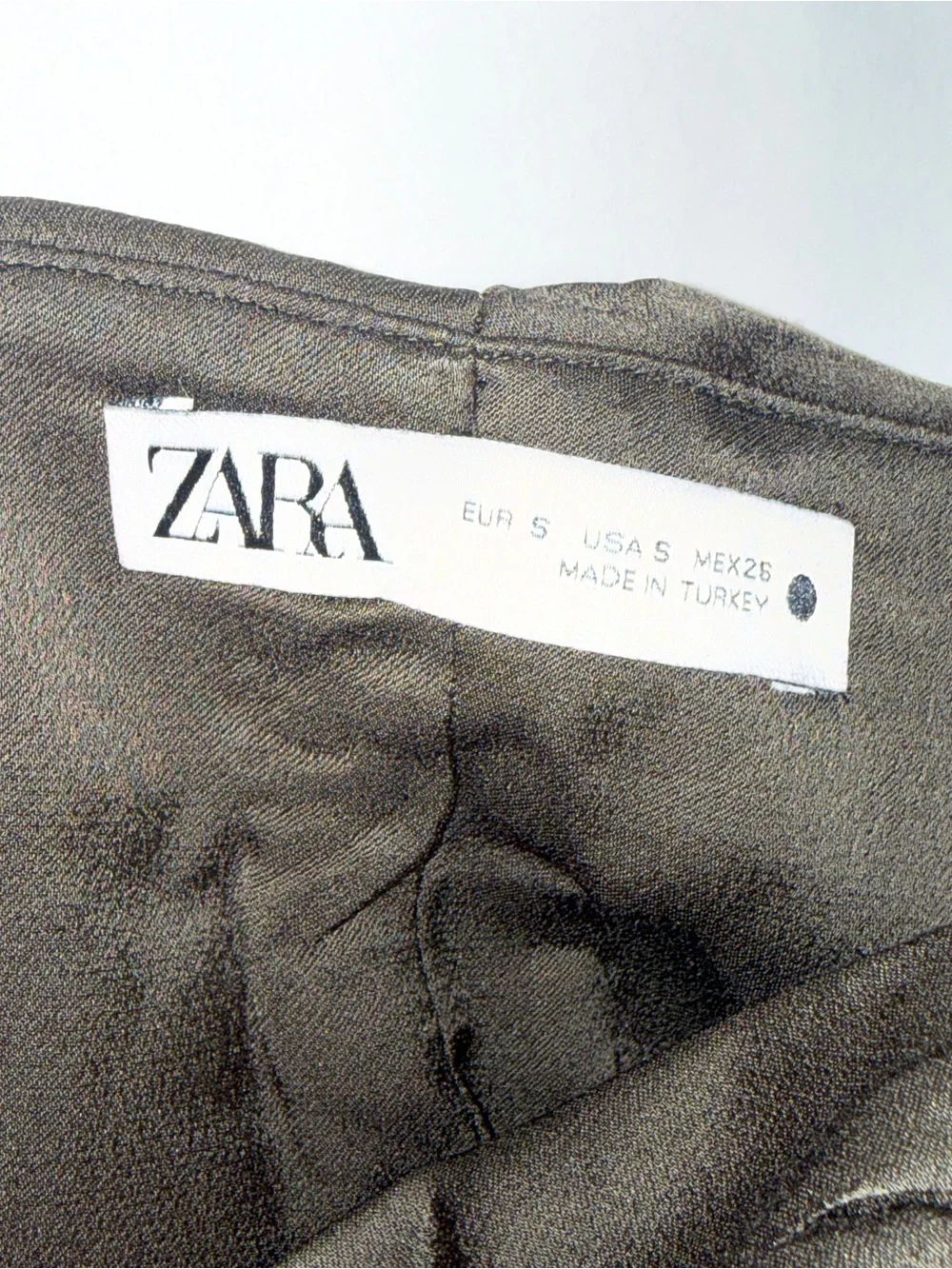 Zara Olive Green Satin Halter Crop Top size S - Picture 7 of 7
